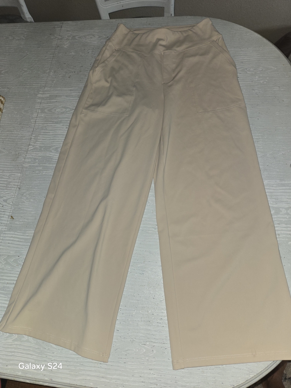 Wide-Leg Women's Pull-On Pants in Beige G4FREE SZ 6